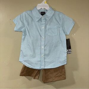 Quad Seven size 4 Light Blue Button Down Shirt khaki shorts outfit NWT